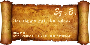 Szentgyörgyi Barnabás névjegykártya